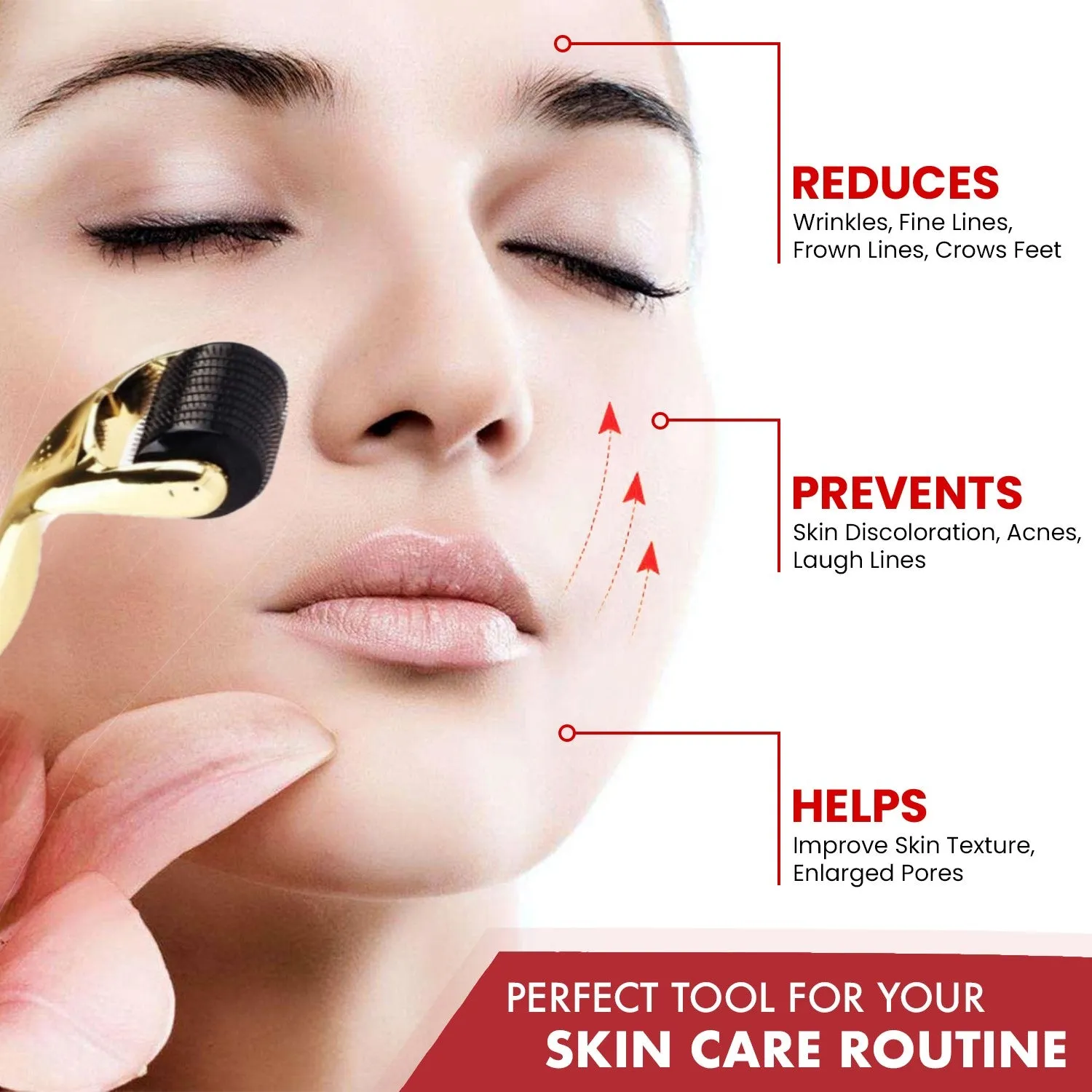 Gold & Black Titanium Derma Roller 0.5mm & Optional Collagen Skin Serum